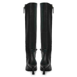 Saint Freya Chain Embellished Black Leather Long Boots