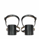 Saint Ella Stones Embellished Black Leather Block Heels