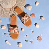 Georgia Hand Embroidered Brown Leather Flats