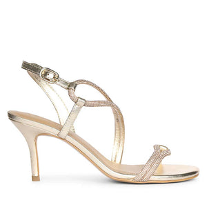 Saint Nessa Crystal Embellished Gold Leather Stilettos