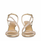 Saint Nessa Crystal Embellished Gold Leather Stilettos