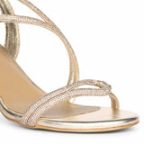 Saint Nessa Crystal Embellished Gold Leather Stilettos
