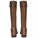 Saint Delores Brown Leather Buckle Decor Knee High Boots