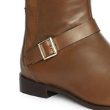 Saint Delores Brown Leather Buckle Decor Knee High Boots