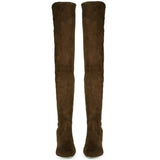 Saint Benoite Brown Stretch Suede Thigh High Boots
