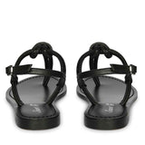 Saint Elsie Crystal Cord Black Leather Flat Sandals