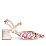 Saint Cianna Multi Metallic Woven Leather Block Heels