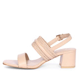 Saint Mabel Hand Woven Nude Leather Block Heels