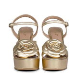 Glamorous steps: Saint Vanessa Metallic Floral Wedges