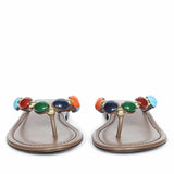 Saint Milira Multi Stone Brown Leather Flats