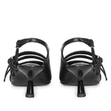 Saint Kayla Buckle Straps Black Croc Embossed Leather Pumps
