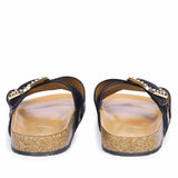 Saint Juno Black Pony Leather Sandals