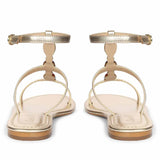 Saint Tyas Multi Stone Gold Metallic Leather Sandals
