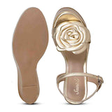 Glamorous steps: Saint Vanessa Metallic Floral Wedges