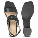 Saint Mabel Hand Woven Black Leather Block Heels