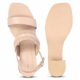 Saint Mabel Hand Woven Nude Leather Block Heels