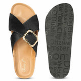 Saint Juno Black Pony Leather Sandals