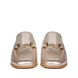 Golden Elegance: Saint Jasmine Lizard Print Leather Mocs, a blend of style and comfort.