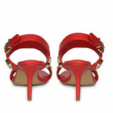 Saint Ravena Seashell & Star Embellished Goji Berry Leather Stilettos