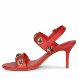 Saint Ravena Seashell & Star Embellished Goji Berry Leather Stilettos