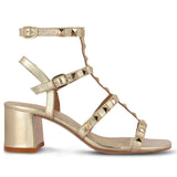 Saint Angela Platin Leather Metal Studded Block Heels