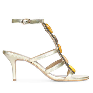 Saint Monroe Multi Stone Metallic Gold Leather Stilettos