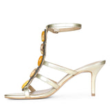 Saint Monroe Multi Stone Metallic Gold Leather Stilettos