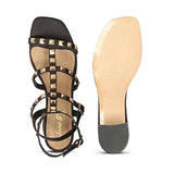 Saint Angela Metal Studded Double Buckle Black Heels