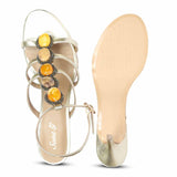Saint Monroe Multi Stone Metallic Gold Leather Stilettos