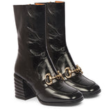 Ambrosia Black Distressed Leather High Ankle Boots.