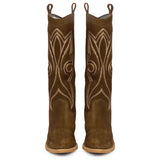 Saint Martina Khaki Stitched Leather Handcrafted Cowboy Boots