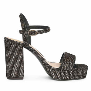 Saint Merrily Pewter Glitter Block Heels