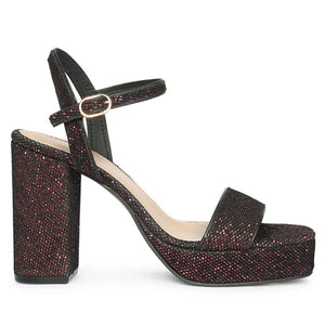 Saint Merrily Bordo Glitter Fabric Block Heels