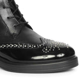 Saint Myla Studded Wingtip Inspired Lace Up Leather Boots