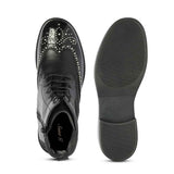 Saint Myla Studded Wingtip Inspired Lace Up Leather Boots