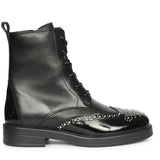Saint Myla Studded Wingtip Inspired Lace Up Leather Boots