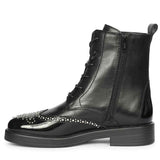 Saint Myla Studded Wingtip Inspired Lace Up Leather Boots