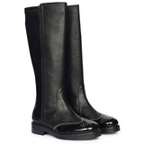Saint Marcelline Studded Black Leather Long Boots