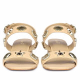 Saint Assisi Seashell & Star Studs Leather Block Heels