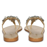 Saint Fleur Multi Stone Embellished Beige Leather Flats