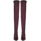 Saint Benoite Burgundy Stretch Suede Thigh High Boots