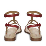 Saint Miriam Red Leather Metal Studded Sandals