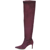 Saint Benoite Burgundy Stretch Suede Thigh High Boots