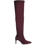 Saint Benoite Burgundy Stretch Suede Thigh High Boots