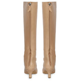 Saint Nadine Nude Leather Slouchy Kitten Heel Long Boots