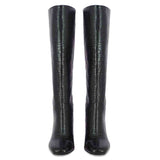 Saint Emily Black Croc Embossed Vegan Leather Long Boots