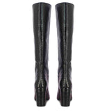 Saint Emily Black Croc Embossed Vegan Leather Long Boots