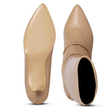 Saint Nadine Nude Leather Slouchy Kitten Heel Long Boots