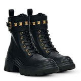 Saint Stella Black Leather Lace Up High Ankle Boots