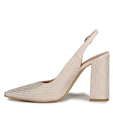 SAINT ALYSSA off-white pumps: Elegant crystal accents